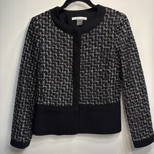 Peter Nygard Boucle Tweed Blazer Jacket Silver Metallic - Sz 6